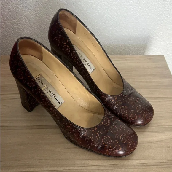 🛑 1 hour sale. Dolce & Gabbana, size 40 (US 9.5), Brown Rose, Floral Shoes - Picture 7 of 14